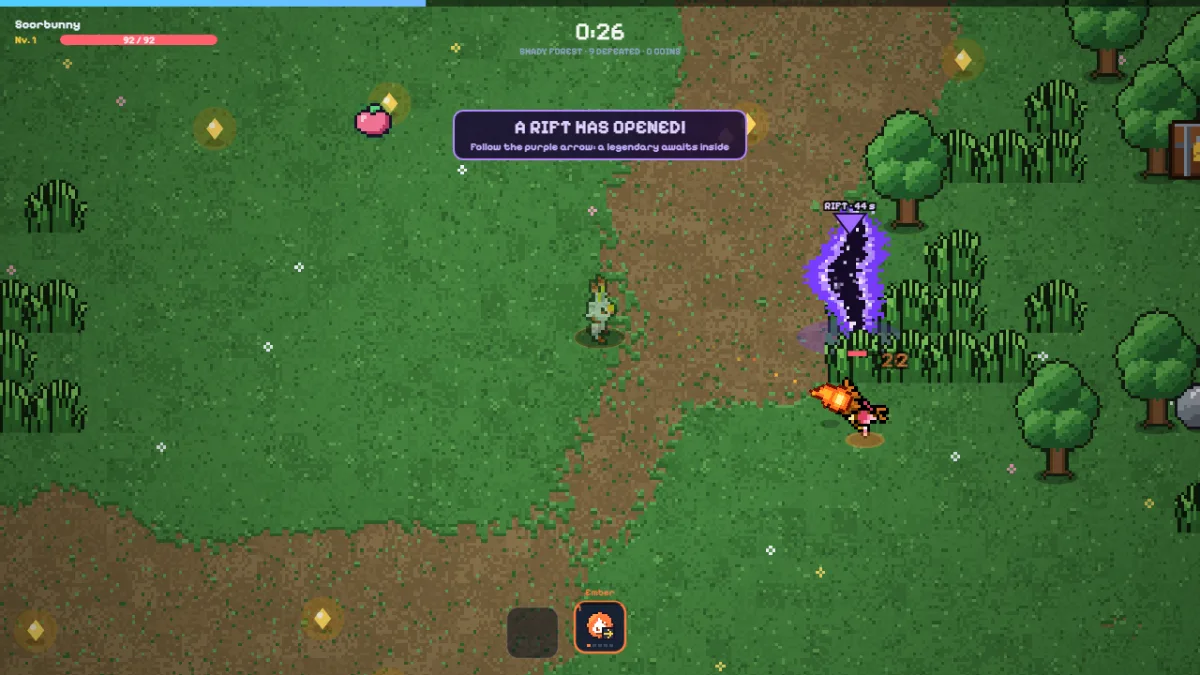 A Mysterious Rift portal open on the map in PokeSurvivor